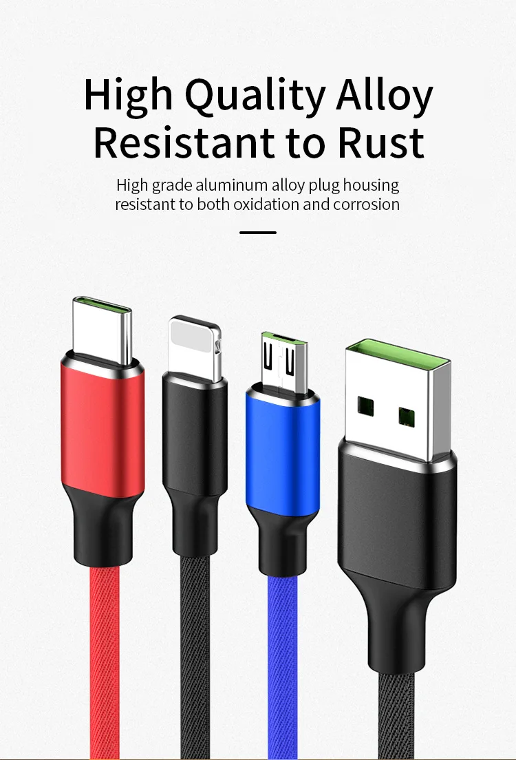 YBD 3 в 1 USB кабель для iPhone samsung Xiaomi мульти зарядное устройство для быстрой зарядки Micro USB кабель 2 в 1 мобильный телефон usb type C кабель