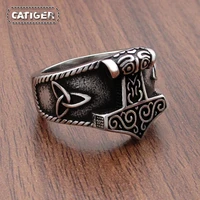 316L Stainless Steel New Viking Ring  Mjolnir Thor Hammer Celtics Knot Rings Men's Nordic Amulet Jewelry 1