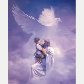 

5D Diamond Painting Jesus and Peace Dove DIY Religious Leader Full Mosaic Diamond Embroidered Wall Decoration