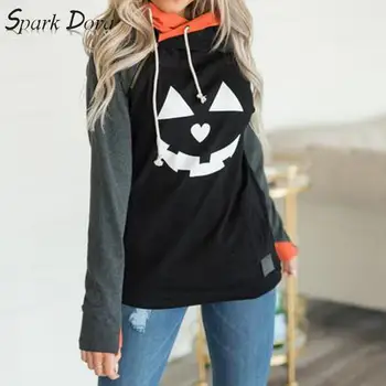 

SparkDora Halloween sweatshirt women Long Sleeve Plus Size fashion Witch Print oversize Hoodie clothes autumn sweat femme 2019
