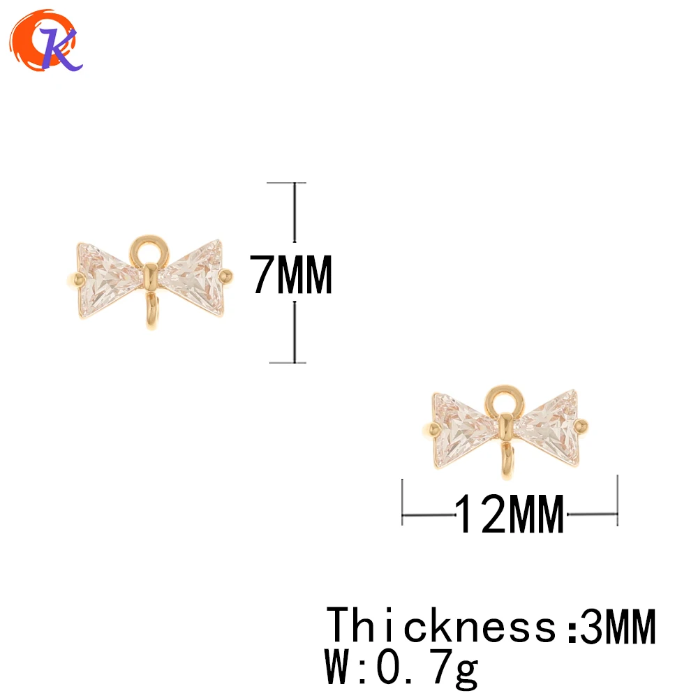 Cordial Design 100Pcs 7*12MM Jewelry Accessories/Hand Made/Connectors/CZ Charms/Bowknot Shape/DIY Making/Earring Findings - cordial