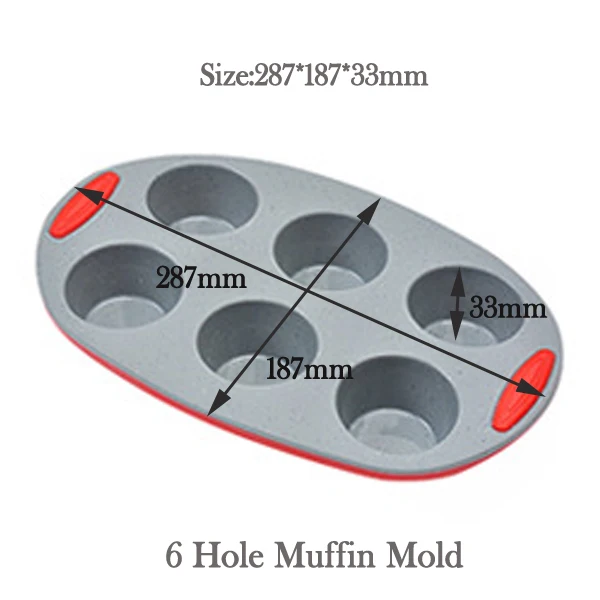 6 Hole Muffin Mold EPASUN силиконовая форма для выпечки, форма для тостов, шифоновая форма для выпечки кексов, форма для выпечки кексов, форма для выпечки, форма для выпечки, лоток для выпечки, инструменты для выпечки - Цвет: 6 Hole Muffin Mold