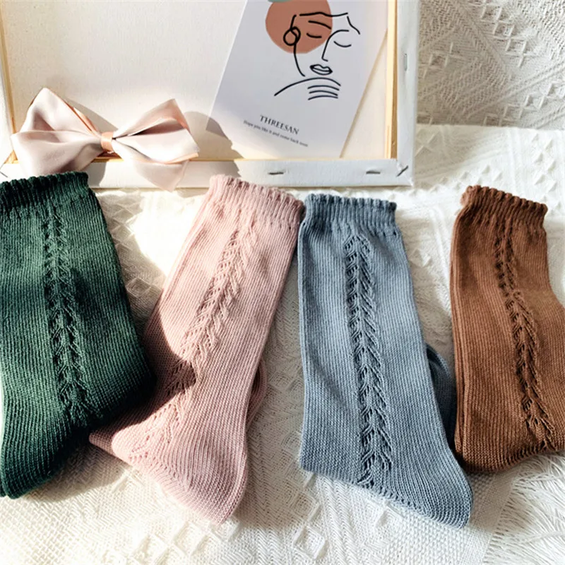 Soft Cute Kids Knee High Socks Baby Boys Girls Cotton Mesh Breathable Soft Socks Newborn Infant Long Socks Suit For 0-8 Years