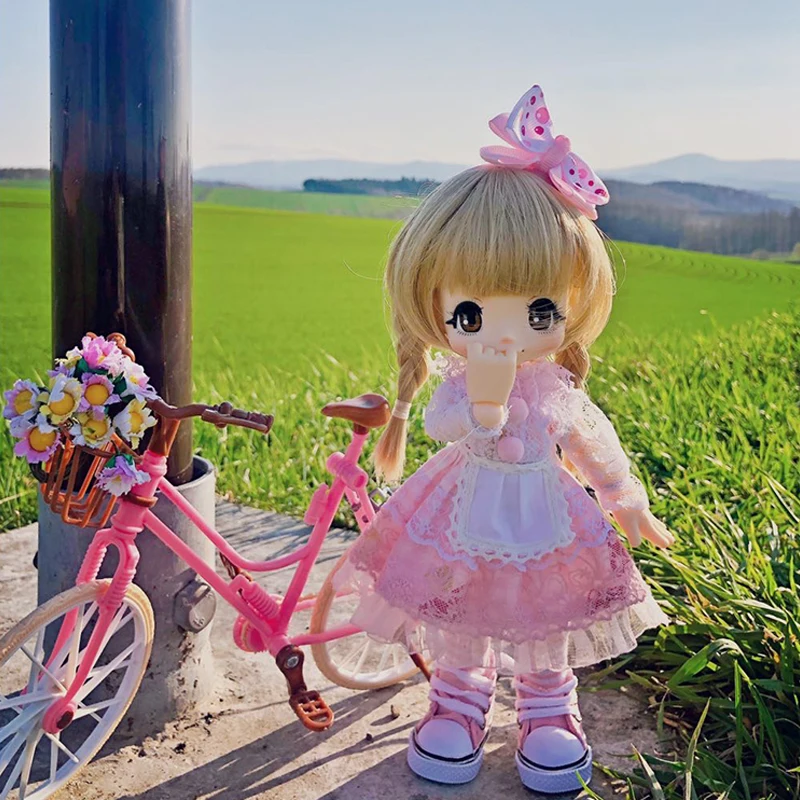 Adollya Bjd Doll Accessories Toys Dolsl Bicycle Matching Doll Bikes Accessories With Basket Dolls for Girls Children Gifts