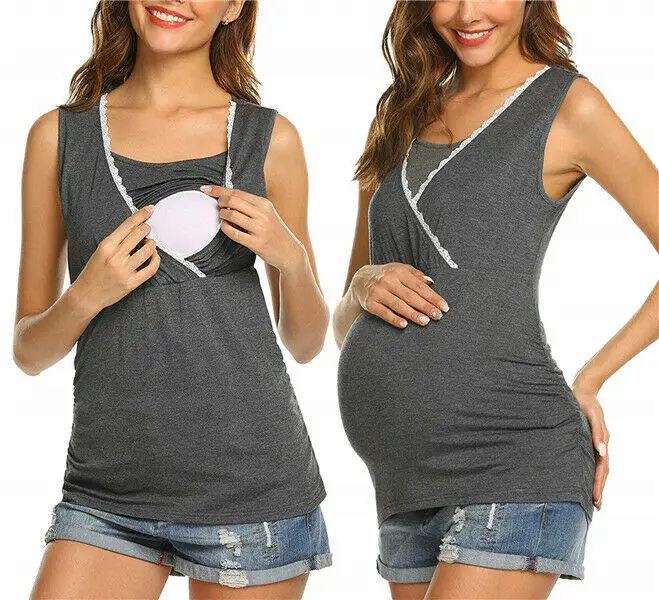 Женская кружевная Одежда для беременных, грудное вскармливание плотные танк-топы, женская летняя повседневная жилетка без рукавов