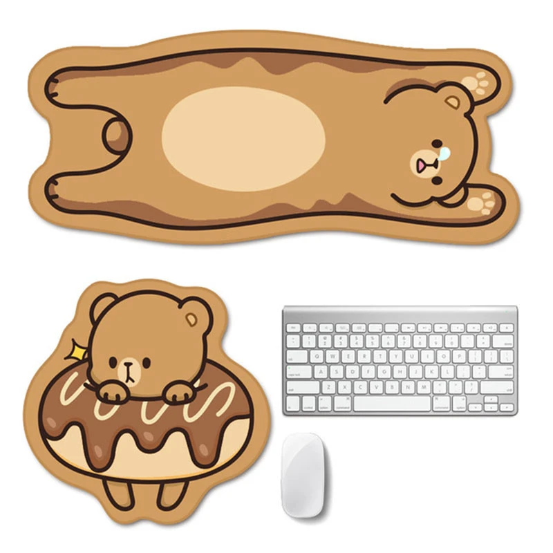 

Bear Cat Cartoon Keyboard Mouse Pad Office Home Desk Mat Anti-slip Natural Rubber Mousepad Large Size Game PC Notebook Cushion