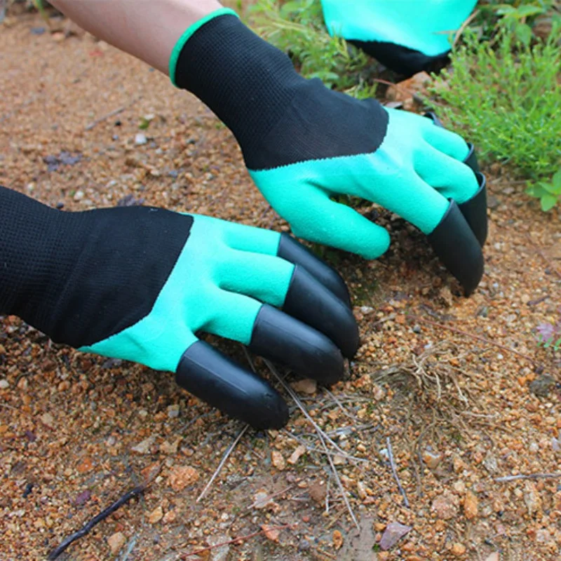 Садовые перчатки с когтями на двойной руке Защитное снаряжение садовый инструмент безопасный для копания и посадки когтей защита от шипов подарки