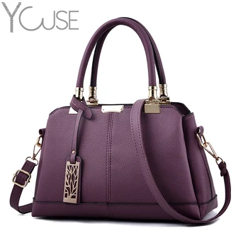 

YOUSE 2021 PU Leather Tree Branches Metal Decorate Handbags Simple Style Crossbody Messenger Bags Luxury Solid Color Women Bags