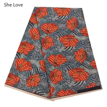She Love 1 ярд Анкара Африканский воск ткань полиэстер красный ткань с цветочным принтом для вечерние платья делая Швейное Ремесло «сделай сам»