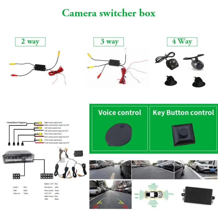 12 В автомобильный переключатель коробка 4 канала управления для камеры заднего вида автомобиля видео передняя сторона задняя камера s Нет слепое место вокруг парковки помощи
