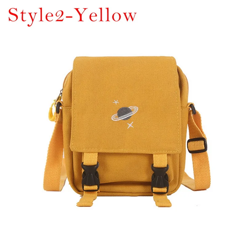 2-yellow Новые холщовые сумки для женщин вышивка Планета Лето Hasp мультфильм сумки на плечо Вселенная сумки-мессенджеры - Цвет: 2-yellow