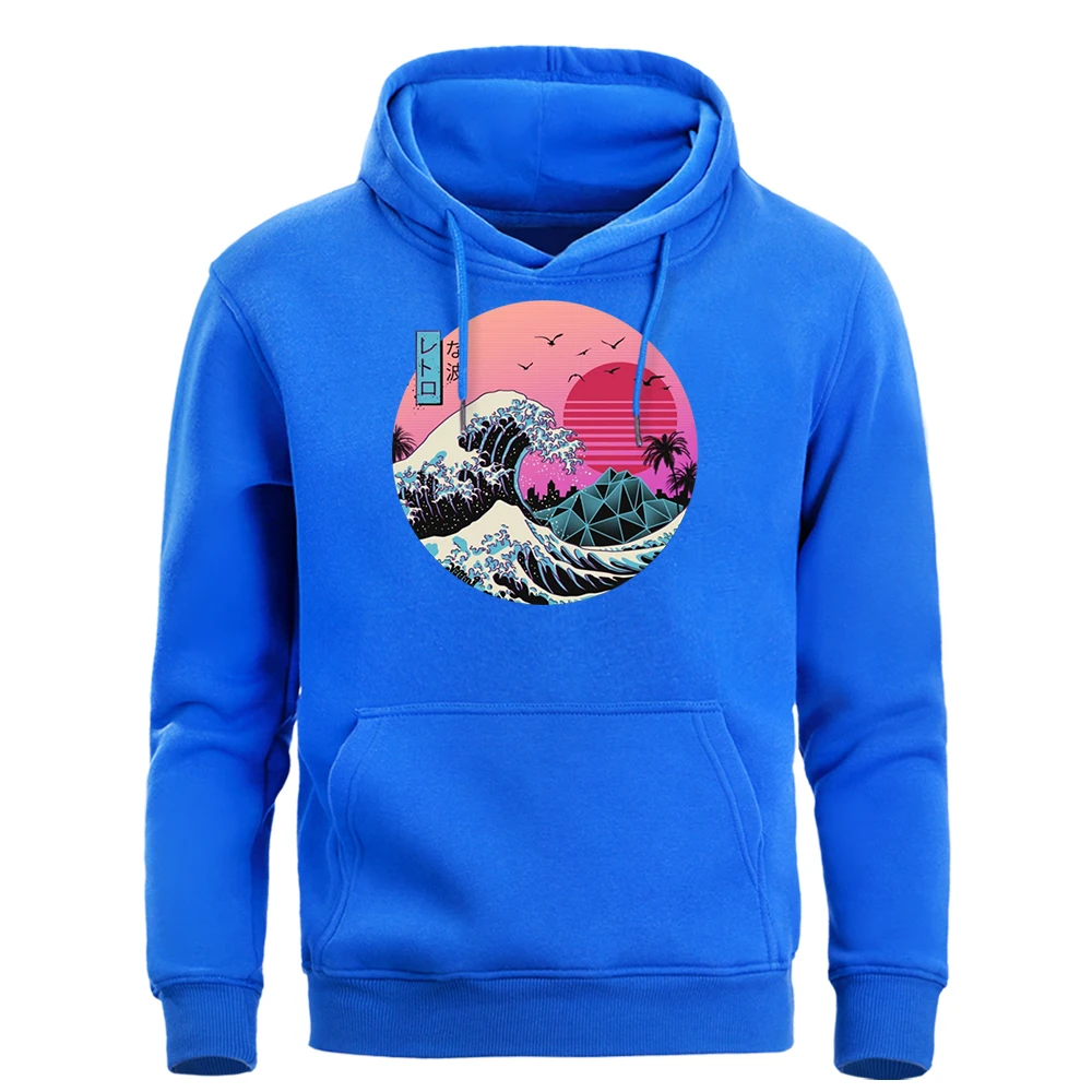 Vaporwave Hoodies Men The Great Retro Wave Japan Anime Aesthetic Sweatshirt Men'S Softwear Hoody 2019 Winter Fleece Pollover