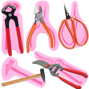 

3D Repair Tool Scissors Hammer Pliers Wrench Shape Silicone Cake Mold Fondant Chocolate Biscuits Molds Cake Decorating Tools