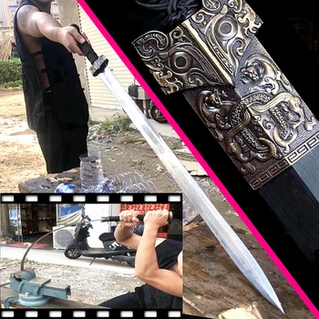 

High Performance Manganese Steel Handmade Double Edge Sharp Chinese KungFu Dao Sword Home Decoration WuShu Battle Jian Han Saber