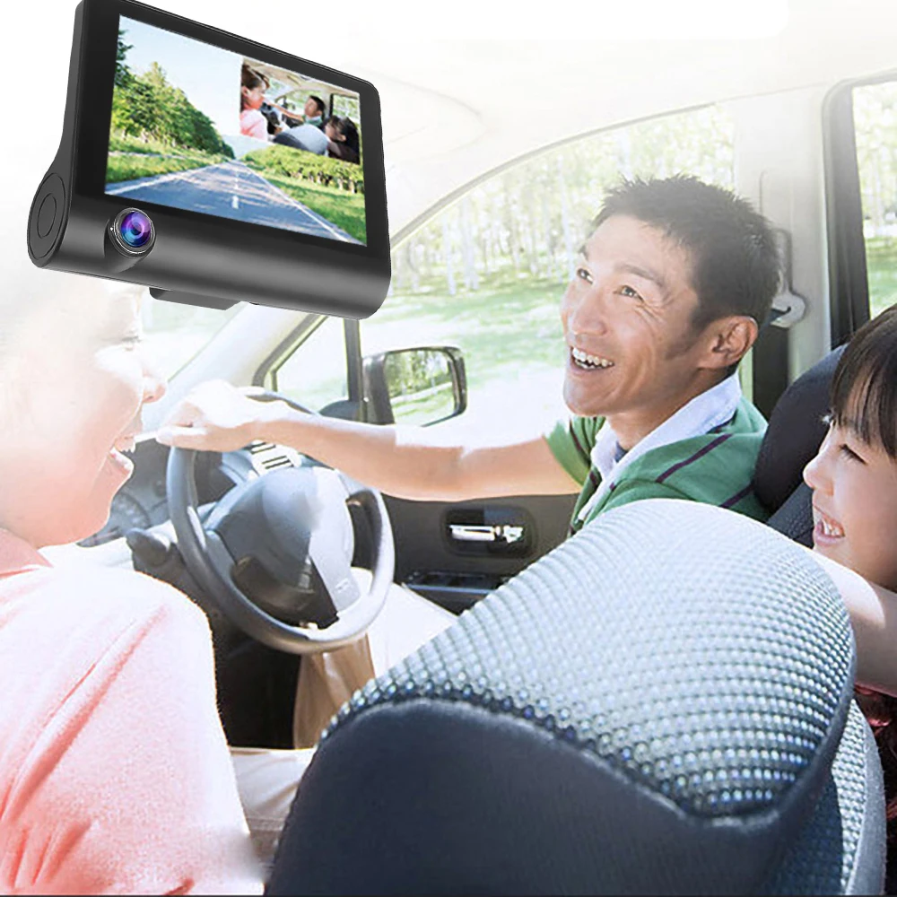 1080P 4'' HD Car DVR 3 Cameras Dual Lens With Reversing Camera Video Recorder Auto Dvrs Dash Cam Camcorder 32G TF Max ZW-4 (2)