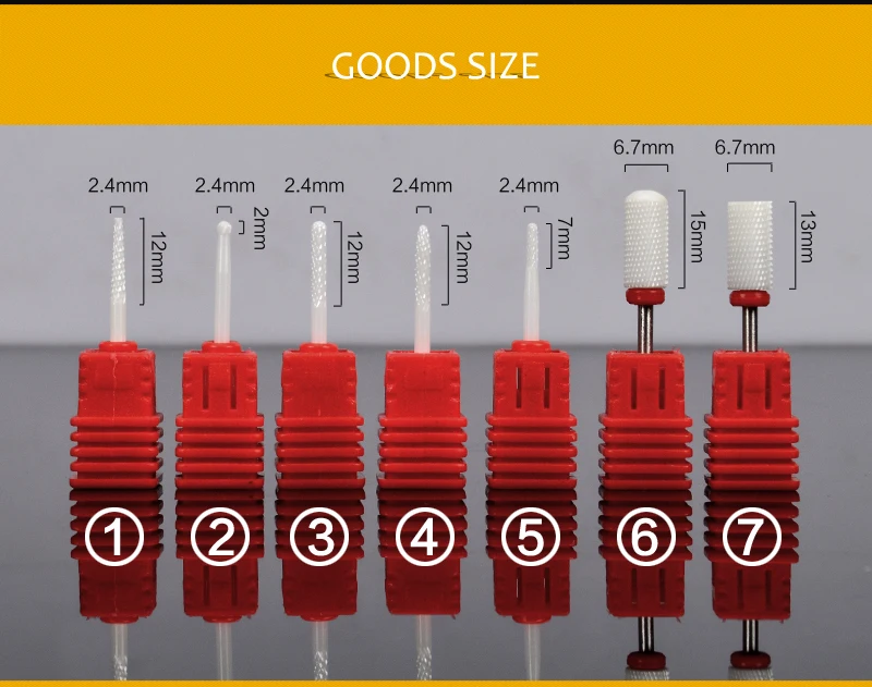 7 типов высококачественный керамический сверло для ногтей 3/3" роторный Бур резак для Электрический маникюр ногтей Аксессуары для сверл