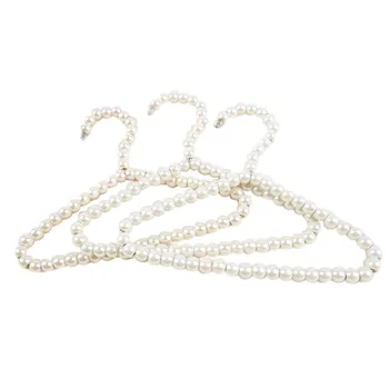 

3 Pack White Pearl Beads Plastic Elegant Fashion Clothes Hangers for Kids and Pet.