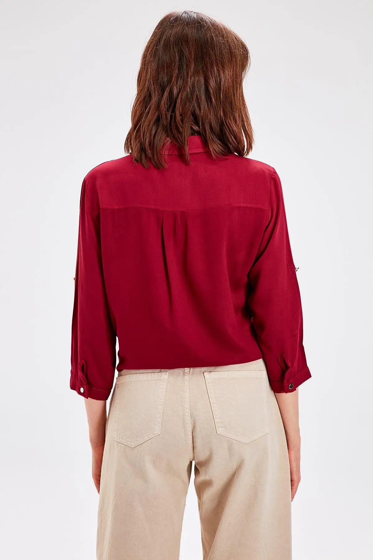 Trendyol темно Бордовая муфта detaymi Bluz TWOAW20BZ0668| |