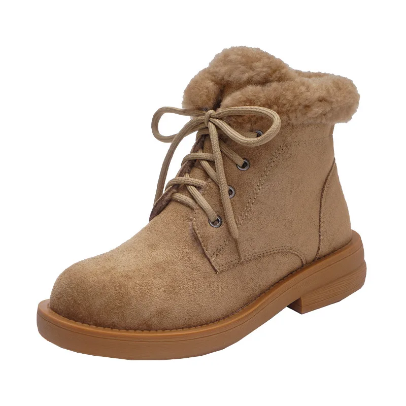 winter new snow boots women's fashion simple solid color plus velvet warm and comfortable casual boots