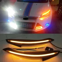 2 шт., автомобильный головной светильник, украшение для бровей, сигнал поворота DRL, светодиодный светильник дневного света для Ford Focus 3 MK3 2012 2013