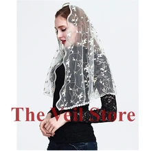 ISHSY вышитая Цветочная кружевная вуаль для женщин, католическая Мантилья, вуаль для церковной часовни, бесконечность, головной убор, Латинская масса, Velo de Novia Negra