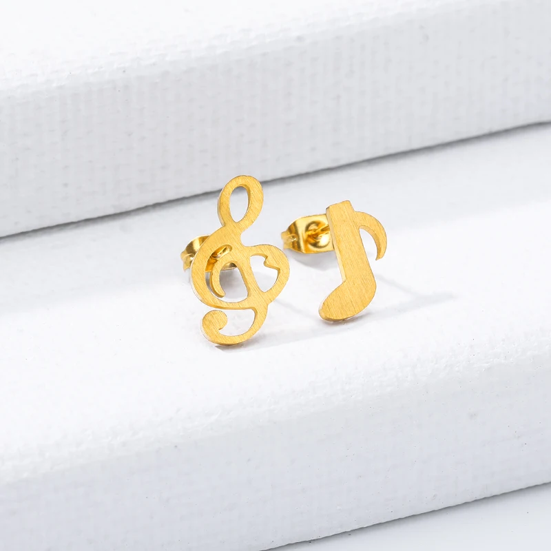 

Dainty Musical Notes And High Heels Earrings For Women Wedding Jewelry Stainless Steel Party Gifts Rose Gold Stud Earring Bijoux