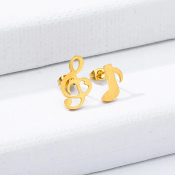 

Dainty Musical Notes And High Heels Earrings For Women Wedding Jewelry Stainless Steel Party Gifts Rose Gold Stud Earring Bijoux