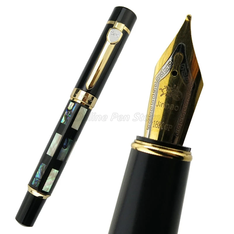 Jinhao Natural Bright Pearl Sea Shell Abalone Barrel Broad Nib Big Size Fountain Pen Office School Wholesale Writing Accessories