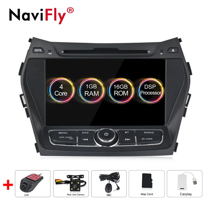 NaviFly 2 ГБ+ 32 ГБ DSP Android 9,0 автомобильный dvd радио плеер для hyundai IX45 Santa fe 2013 AV выход gps навигационная карта navi - Цвет: 1-16-Cam-DVR-carplay
