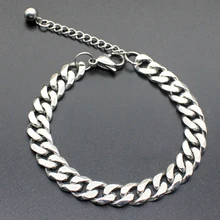 Серебряный браслет из нержавеющей стали с бусинами, мужские кубинские звенья, цепочка на руку, аксессуары, подарки для мужчин, парные очаровательные браслеты
