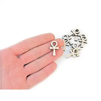 

10pcs. Wooden Ankh (1") Craft Shapes Egyptian Ankh Cutout Unpainted Wood Embellishment Decoration Gift Decoupage 0306