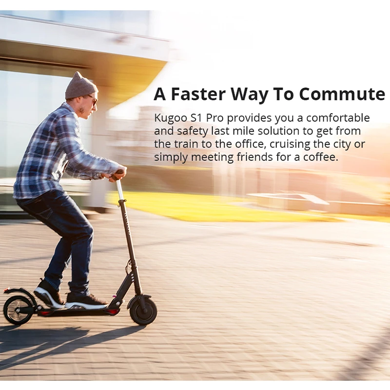 Sale KUGOO S1 Pro Folding Electric Scooter 350W Motor LCD Display Screen Max 30km/h 8 Inch Tires & Safety Reflectors with Carry Bag 5