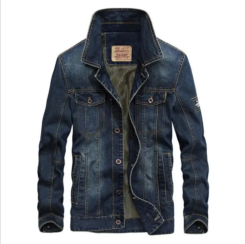 

Vintage Denim Jackets Men Slim Fit Solid Color Casual Mens Jeans Coat 2019 Fashion Vintage Clothes for Men Blue