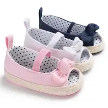 Baby Girl Shoes Infant Crib Shoes Cute Princess Bowknot Polka Dot Inside Soft Sole Peep-toe Newborn Toddler Girl Moccasins Shoes