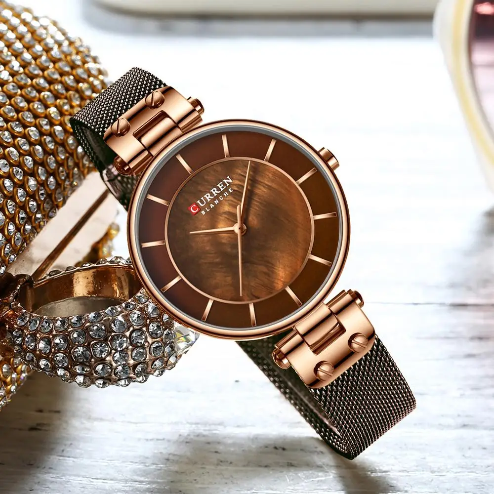 CURREN часы женские роскошные брендовые для женщин нарядные кварцевые наручные часы кожаные водонепроницаемые женские часы девушка часы Relogio Feminino