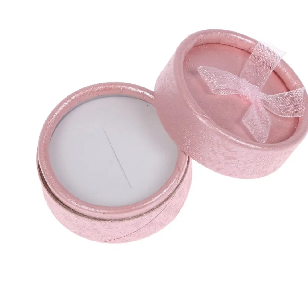 Random Send Round Ribbon Jewelry Box Gift Boxes With Knot Necklace Ring Bracelet Display Box For 4