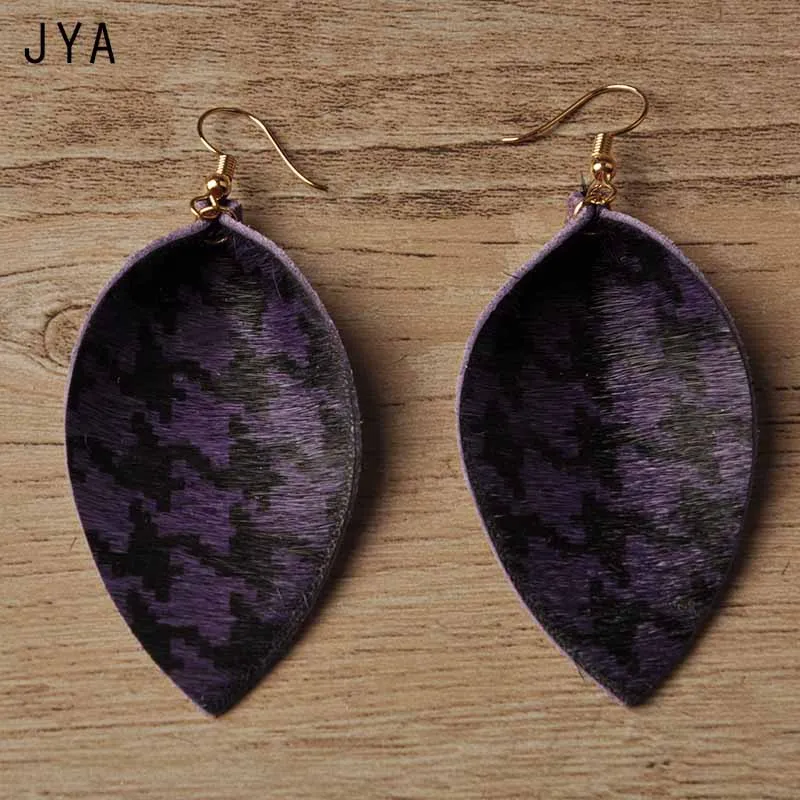 Женские серьги из натуральной кожи JYA модные с перьями в гусиную лапку висячие