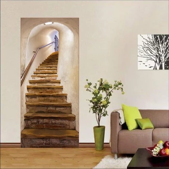 

Staircase Stickers 3D Simulation Door Stickers Removable Bedroom Living Room DIY Renovation Wallpaper Easy to Clean Durable 2020