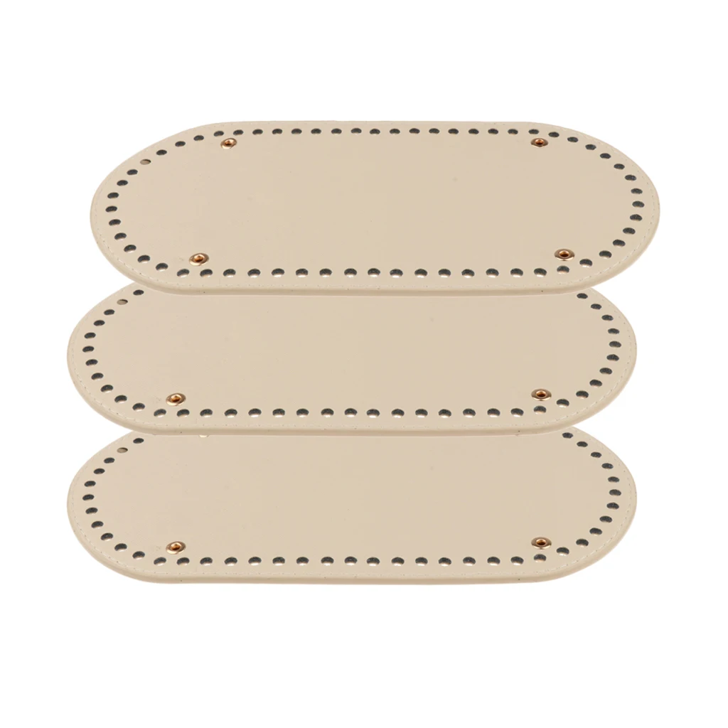 3x Hand-woven Bag Pad Accessories Tote Bottom Insert Pet Bags Cushion Beige
