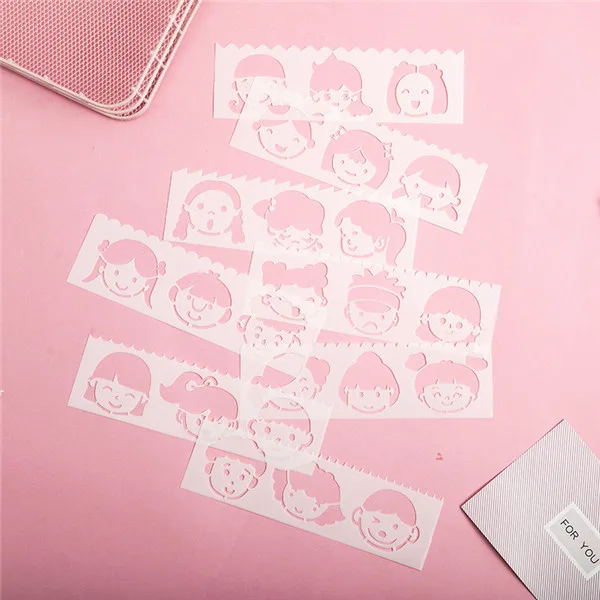 8 шт./упак. Kawaii Девочки Мальчик трафаретная линейка для DIY Скрапбукинг дневник линейки Студенческая канцелярская линейка трафарет для рисования - Цвет: 05