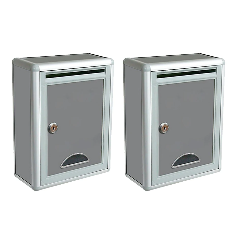 2pcs Aluminium Alloy Wall Mounted Mailbox Lockable Letterbox Post Box Vertical Locking Drop Mail Box for Home Garden Wall Decor