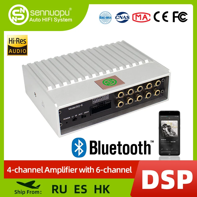 Sennuopu Car DSP Amplifier 4 Channels AMP with 6 CH Digital Processor