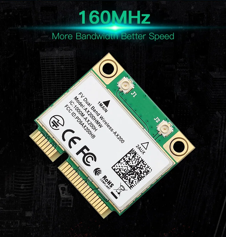 Dual Band Mini PCI E Wifi 6 Intel AX200 Wlan 802.11ax Wireless AX200HMW