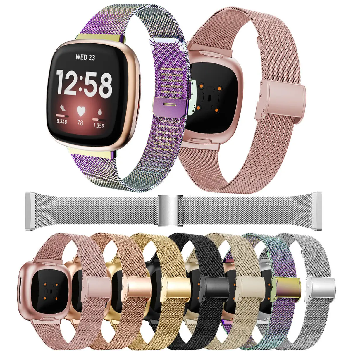 Миланская Петля из нержавеющей стали для Fitbit Versa 3/sense ремешок на запястье