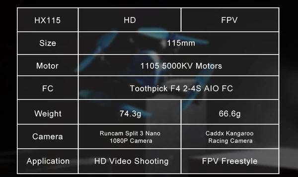 HX115 115 мм FPV зубочистка Дрон FPV Фристайл с F4 2-4S AIO FC 1105 5000KV мотор caddx кенгуру гоночная камера