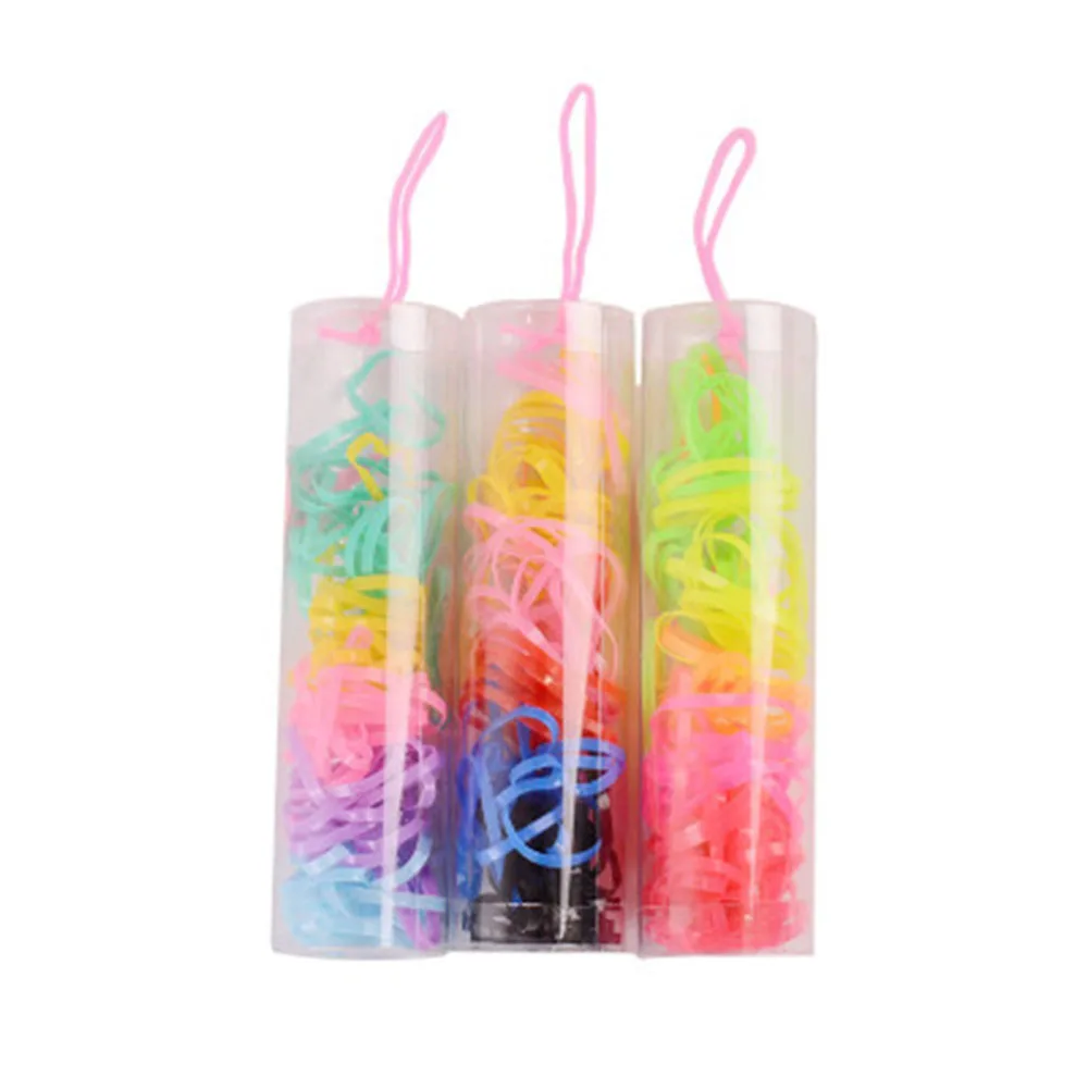 2 Small Tube Disposable Rubber Band Black Color Hair Ring Small Rubber Band Strong Pull Constantly Barreled Hair Rope for girls - Цвет: 2