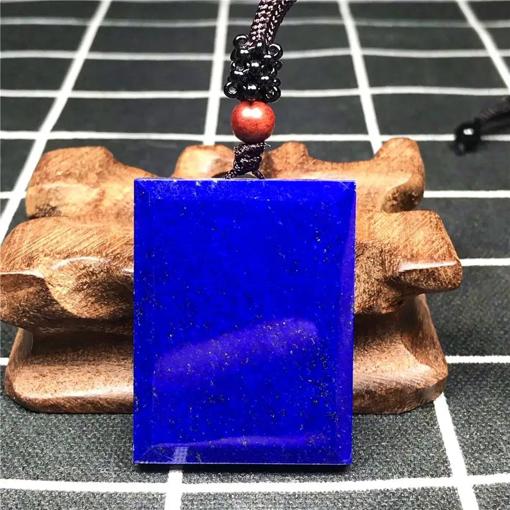

Natural Blue Lapis lazuli Pendant Necklace Jewelry For Woman Man Crystal 40x23x6mm Rectangle Beads Stone Adjustable Rope AAAAA