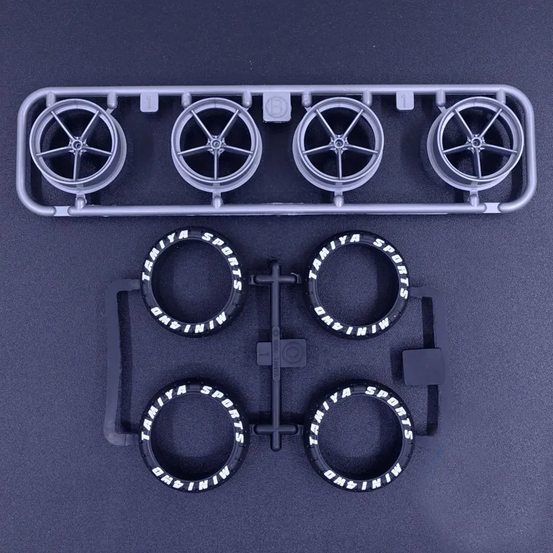 

1 Set Large Diameter Lettering Tires & 5-Spokes Wheels 95463 For Tamiya Mini 4WD Racing Car Model