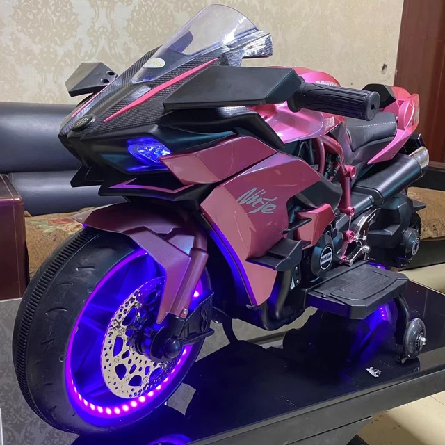 Children's Electric Car Cool Wheel Lights Dual Drive Boys Motorbike Tricycle Baby Electric Motorcycle Motorbike for Kids Ride On 2