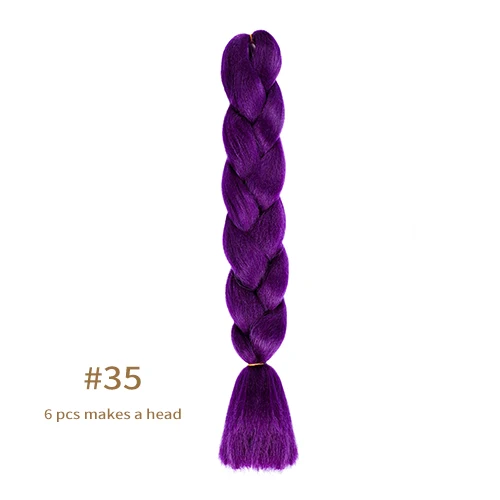 Synthetic jumb Braids Ombre Braiding Hair Extension Box Braid Hair Pink Purple Yellow Golden Colors hair 24inch kanekalons hair A35